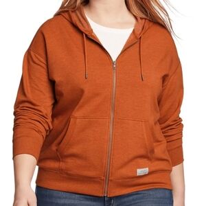 Eddie Bauer Women's Cozy Camp Full-Zip Fleece Lined Hoodie Rust Orange Size M
